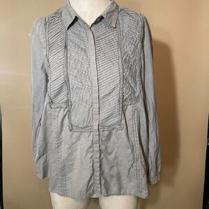 2010's preppy cotton silk blend pleated blouse